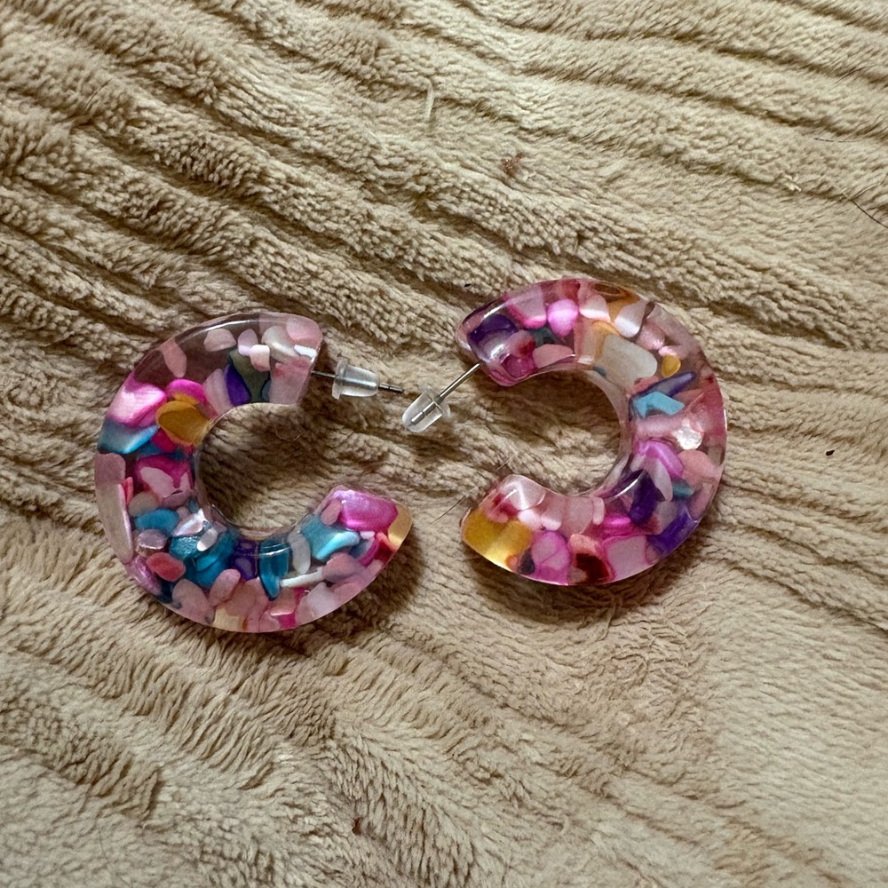 Colorful resin Hoop Earrings